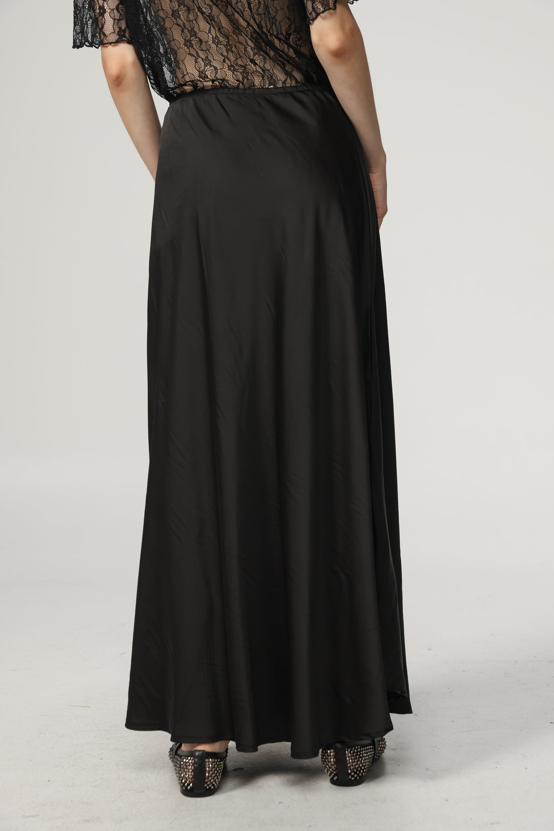 Black Satin Maxi Skirt