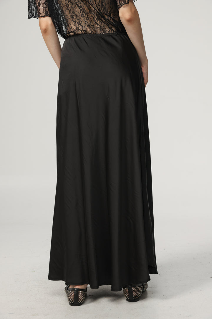 Black Satin Maxi Skirt