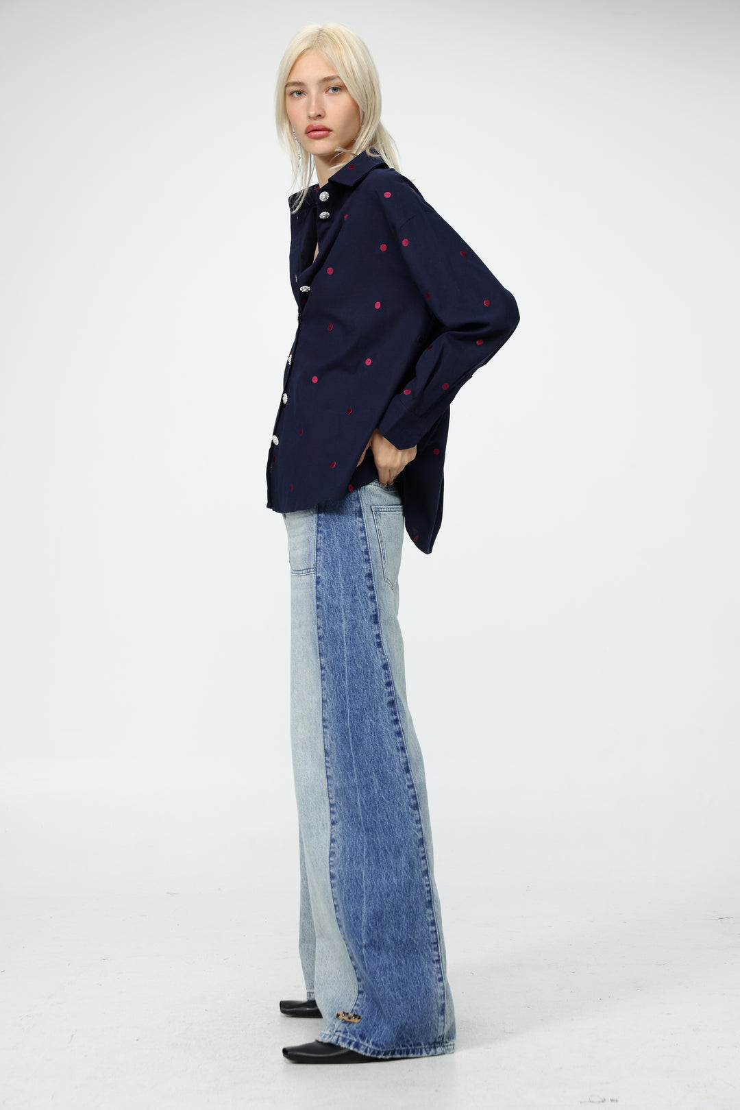 Lipstick Navy Buttoned Shirt