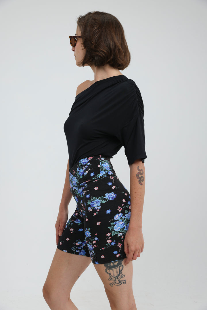 Dani Blue Floral Short Leggings