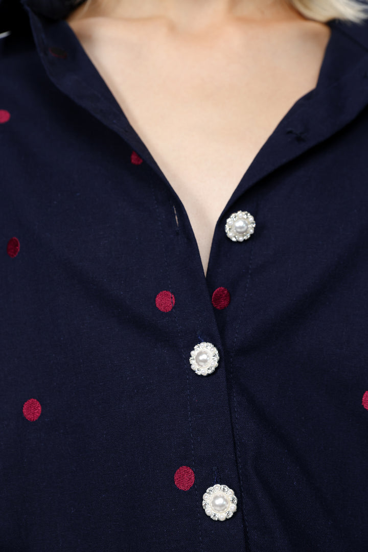 Lipstick Navy Buttoned Shirt