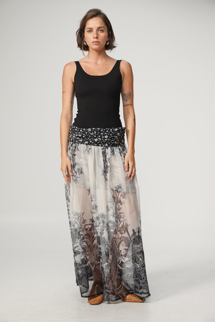 Paisley&Dots Combo Maxi Skirt