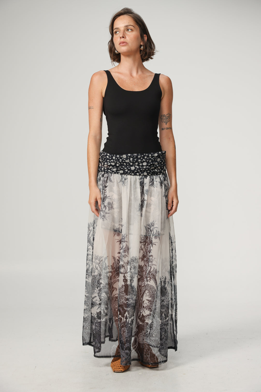 Paisley&Dots Combo Maxi Skirt