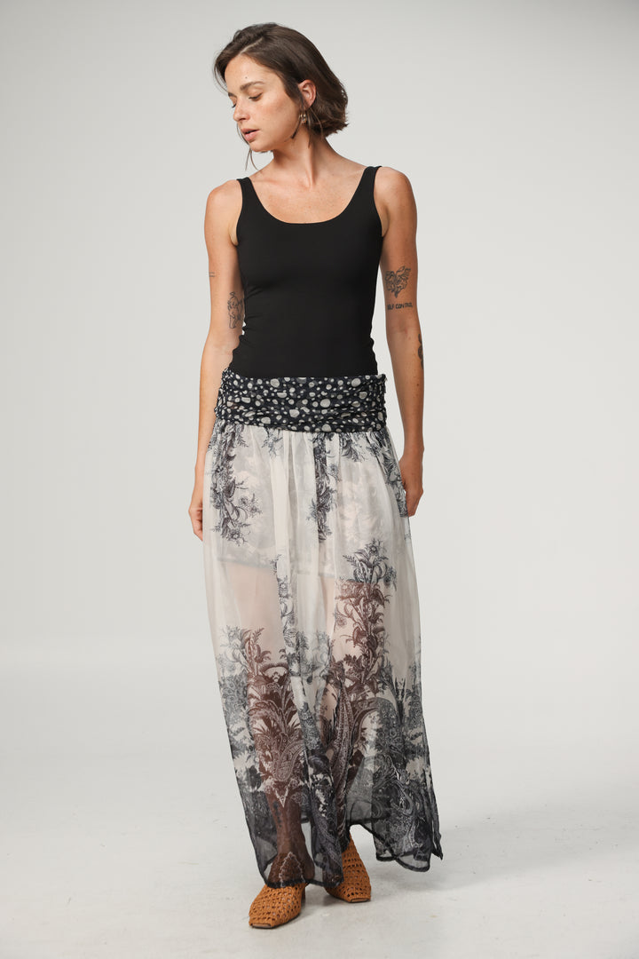 Paisley&Dots Combo Maxi Skirt