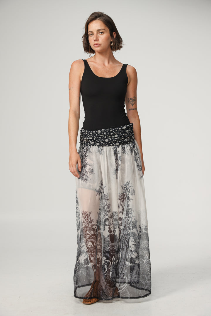 Paisley&Dots Combo Maxi Skirt