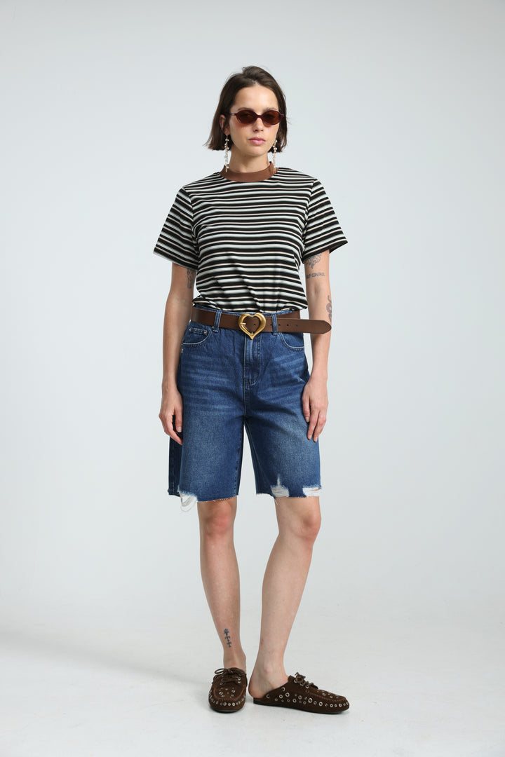 Rebasically Striped Black T-Shirt