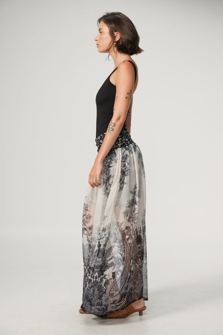 Paisley&Dots Combo Maxi Skirt