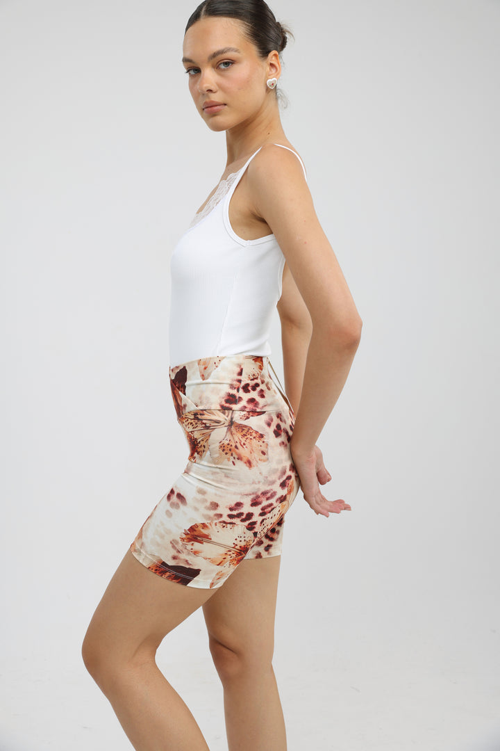 Dani Cream Floral Short Leggings