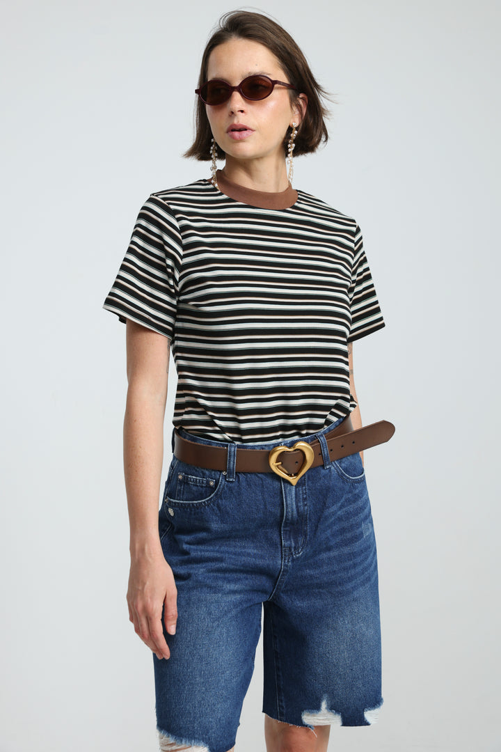 Rebasically Striped Black T-Shirt