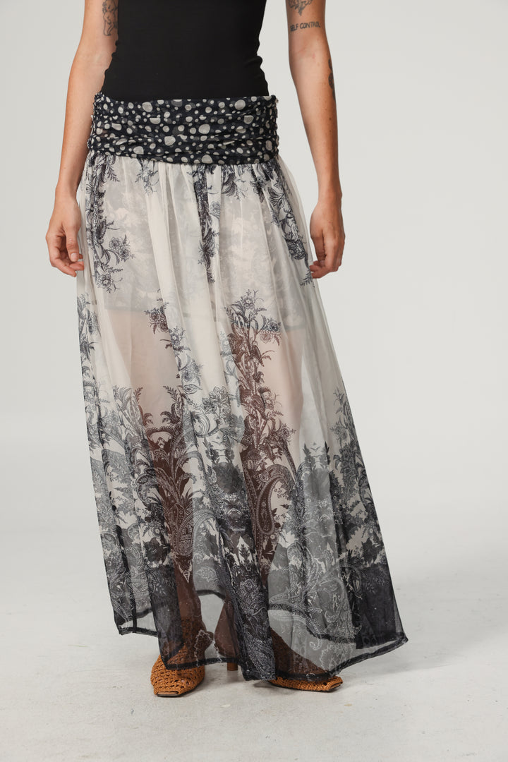 Paisley&Dots Combo Maxi Skirt