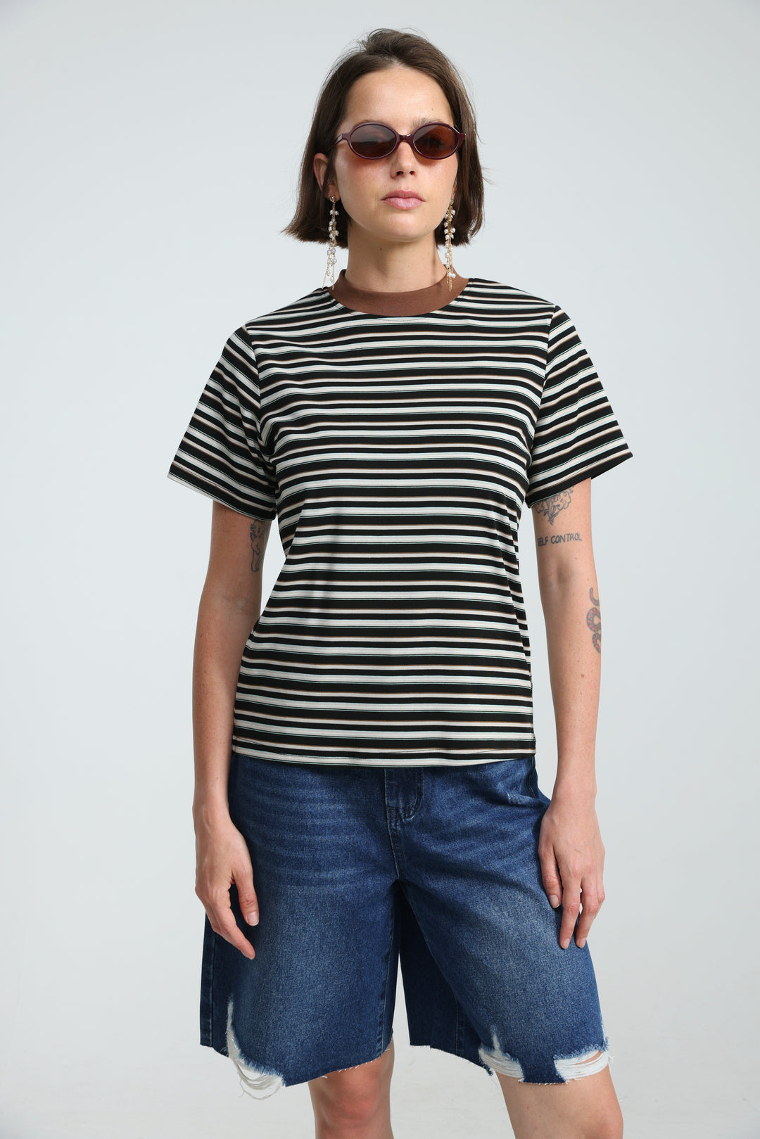 Rebasically Striped Black T-Shirt