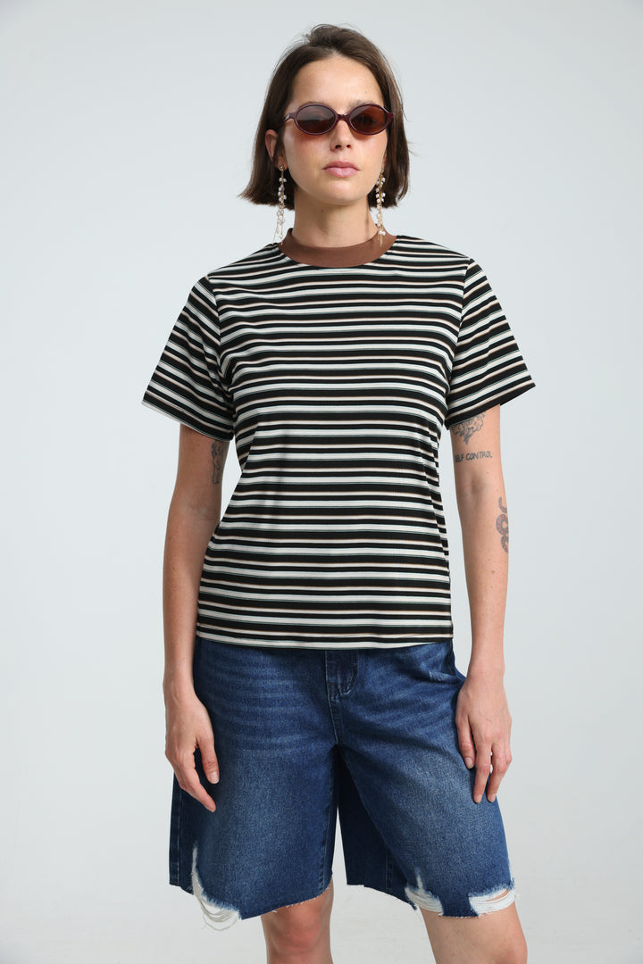 Rebasically Striped Black T-Shirt