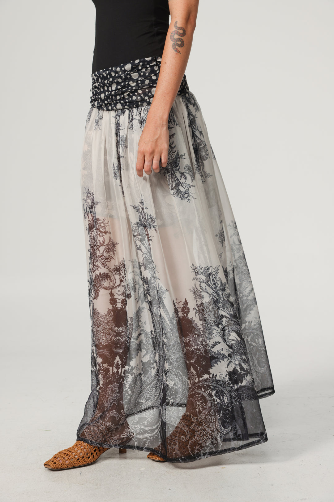 Paisley&Dots Combo Maxi Skirt