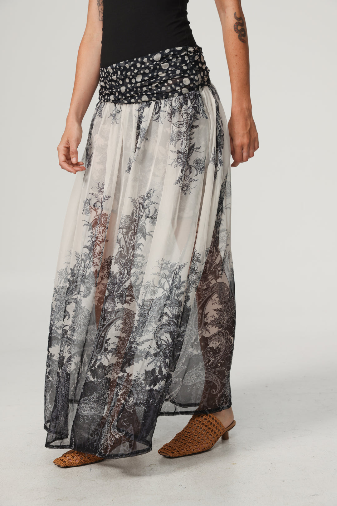 Paisley&Dots Combo Maxi Skirt