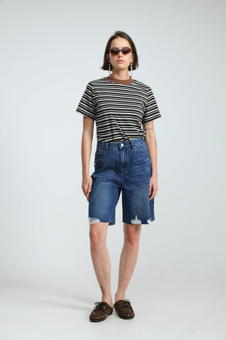 Rebasically Striped Black T-Shirt