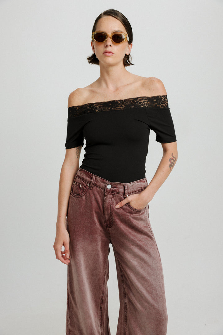 Vineyard Black Off Shoulder Top