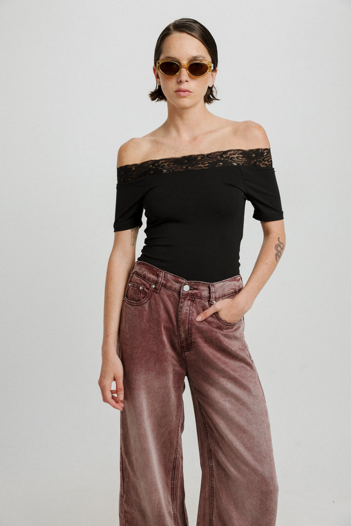 Vineyard Black Off Shoulder Top