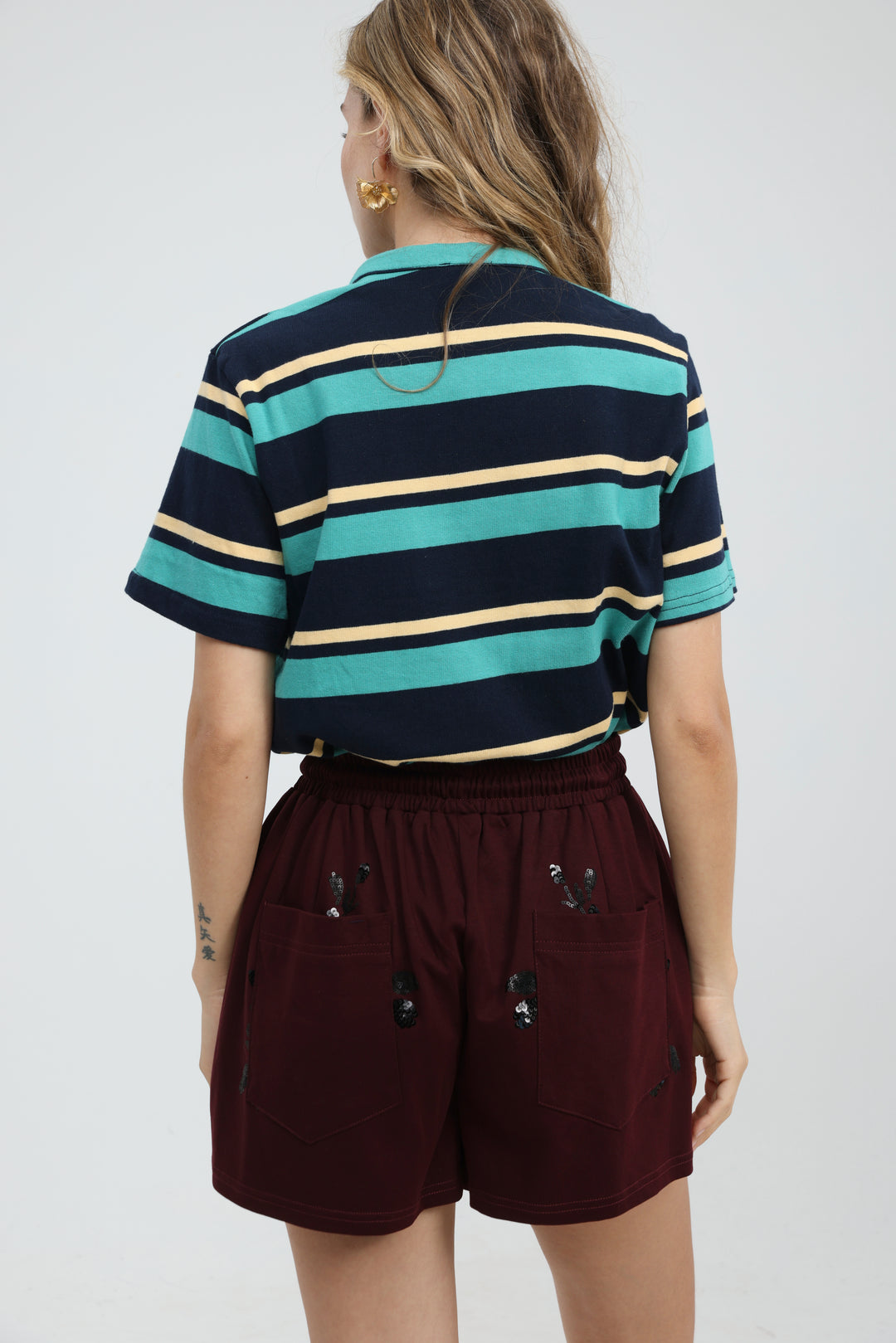 Wildflower Teal Striped Polo