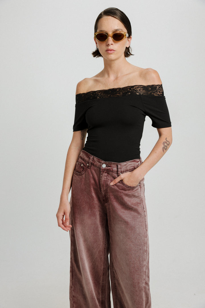 Vineyard Black Off Shoulder Top