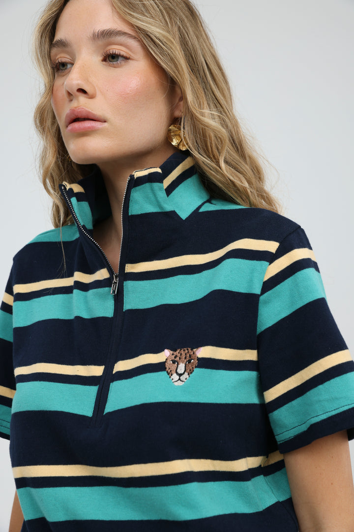 Wildflower Teal Striped Polo