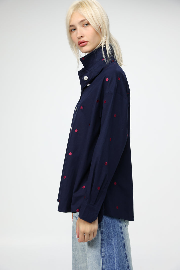 Lipstick Navy Buttoned Shirt