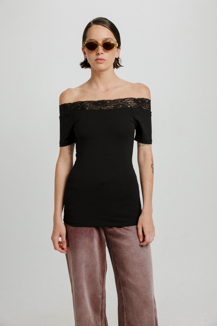 Vineyard Black Off Shoulder Top