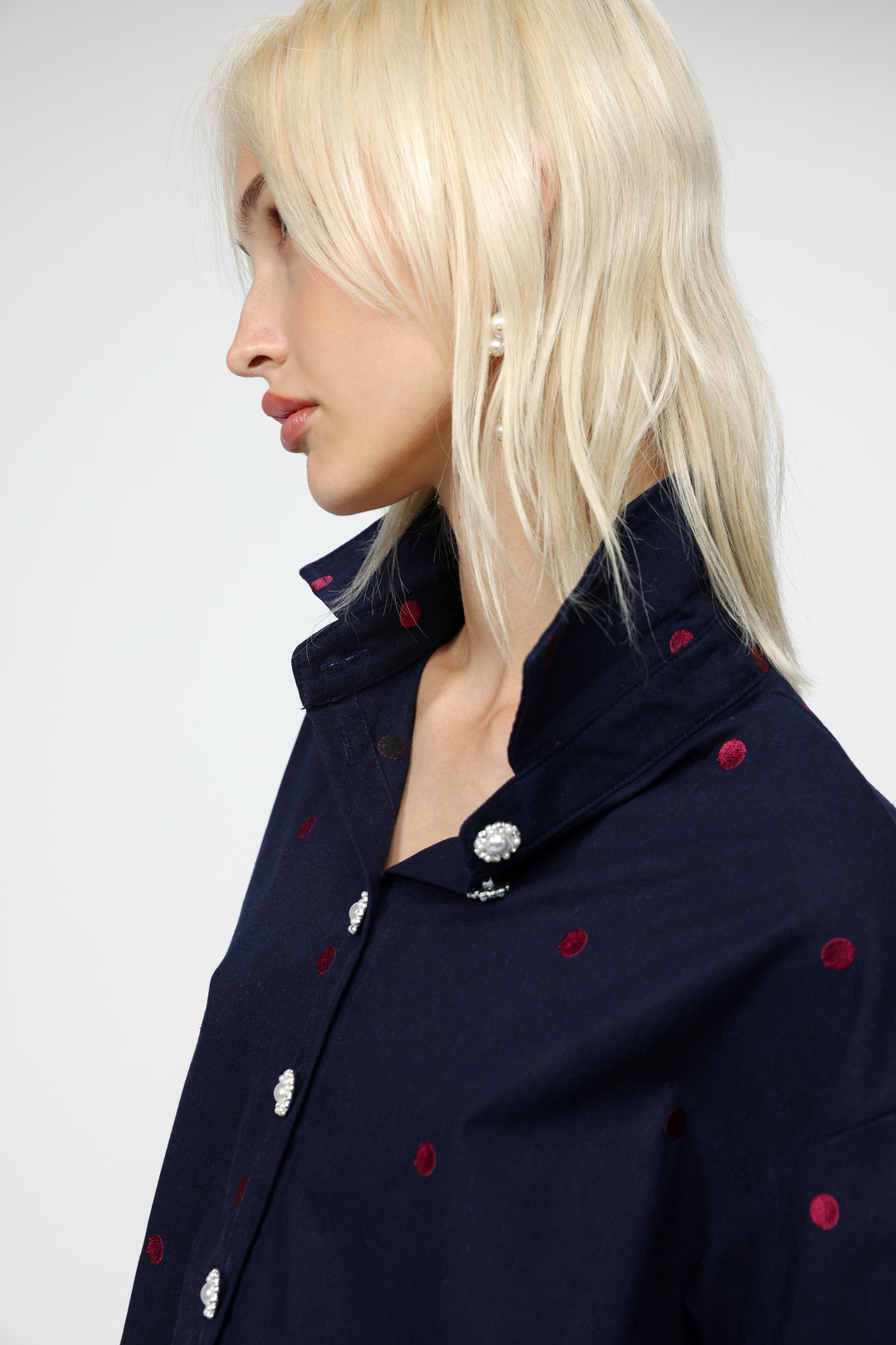 Lipstick Navy Buttoned Shirt
