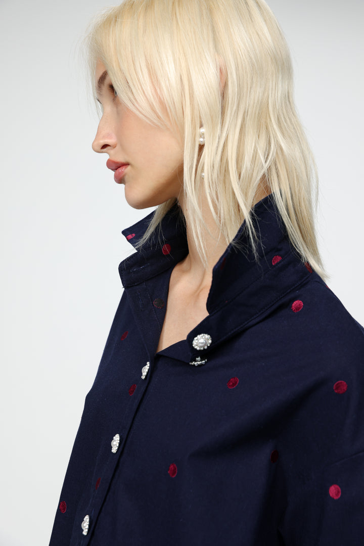 Lipstick Navy Buttoned Shirt