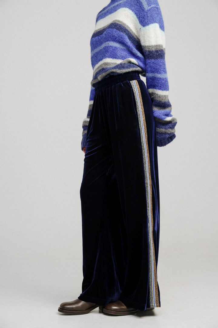 Velvet Navy Striped Joggers