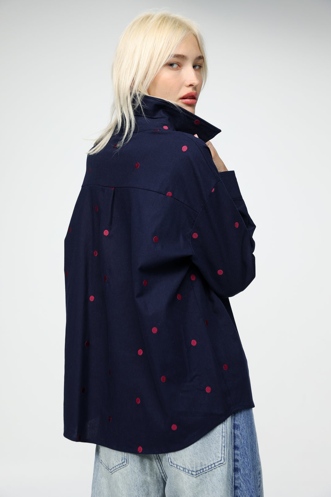 Lipstick Navy Buttoned Shirt