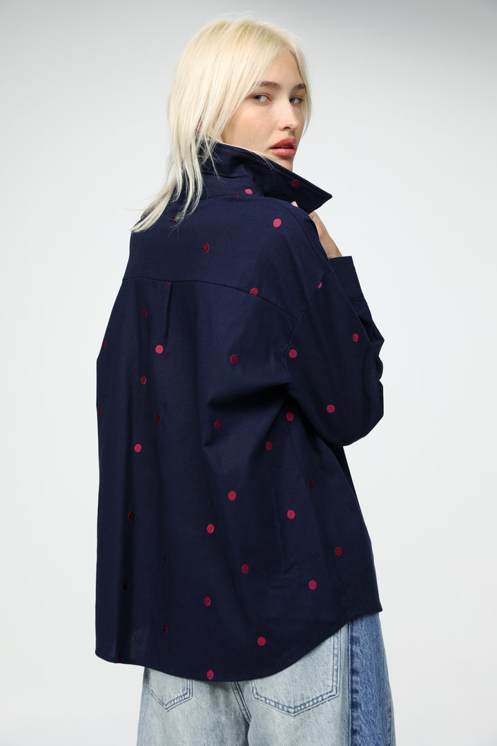 Lipstick Navy Buttoned Shirt