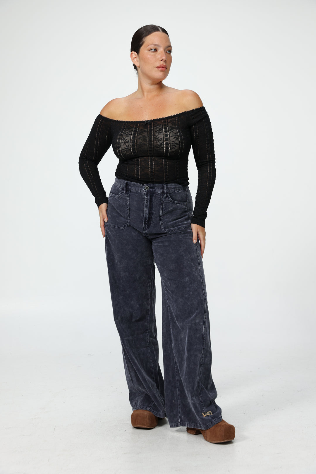 Pointed Cream Off Shoulder Shirt