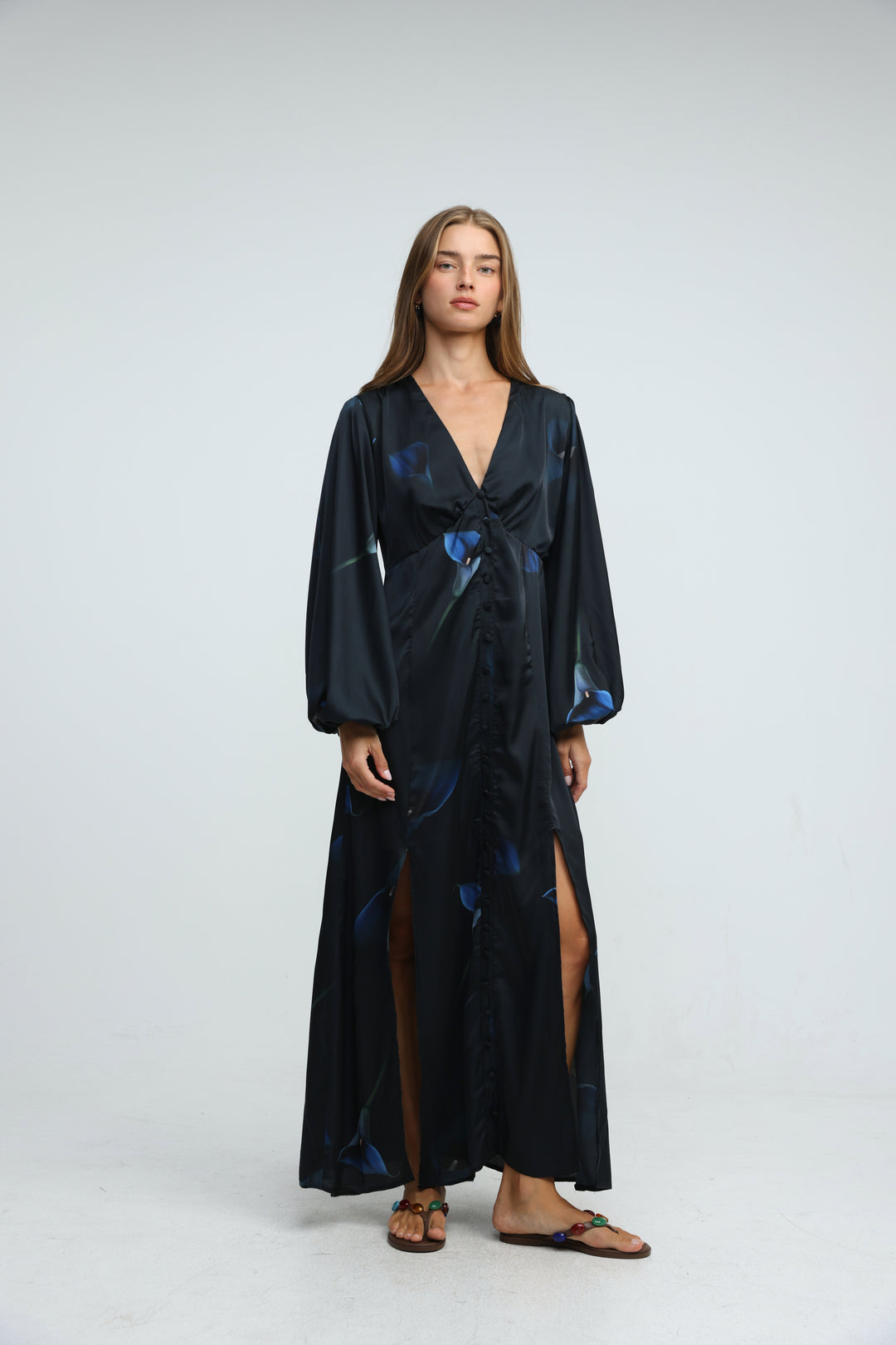 Le Soir Blue Floral Dress