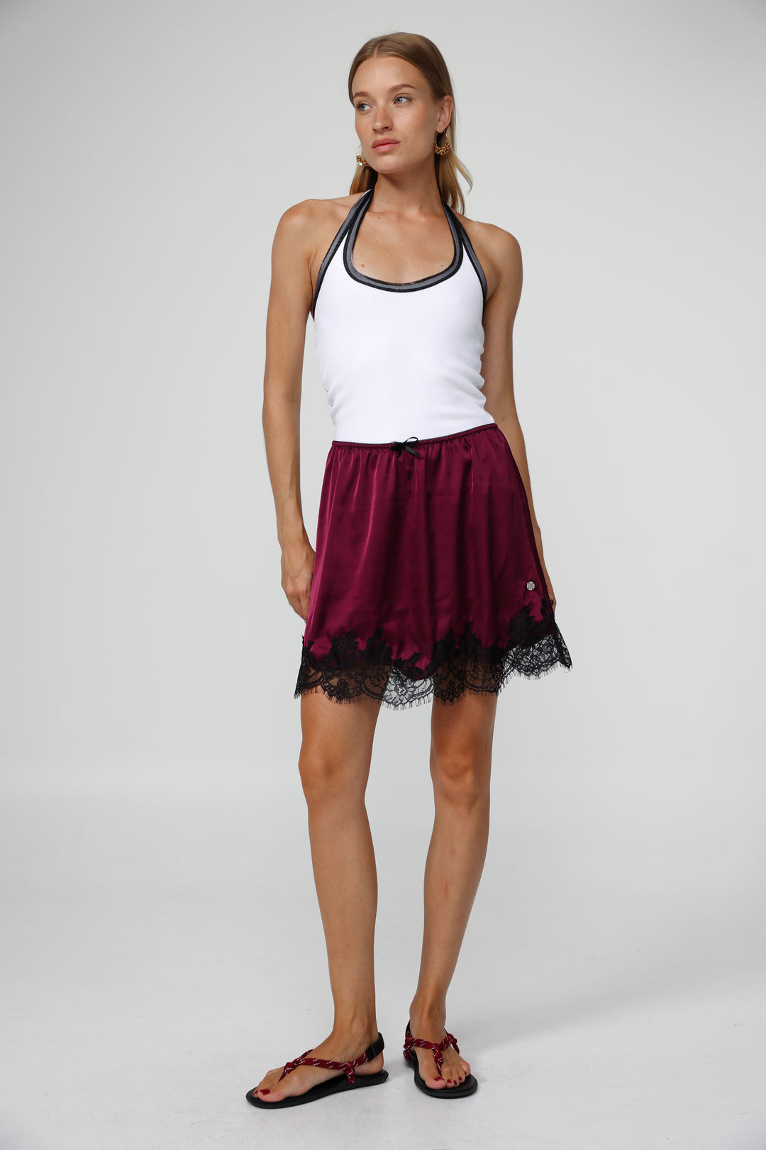 Peacock Wine Mini Skirt