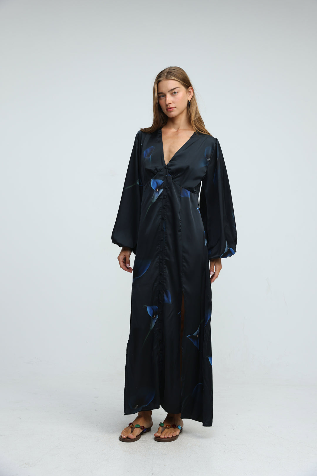 Le Soir Blue Floral Dress