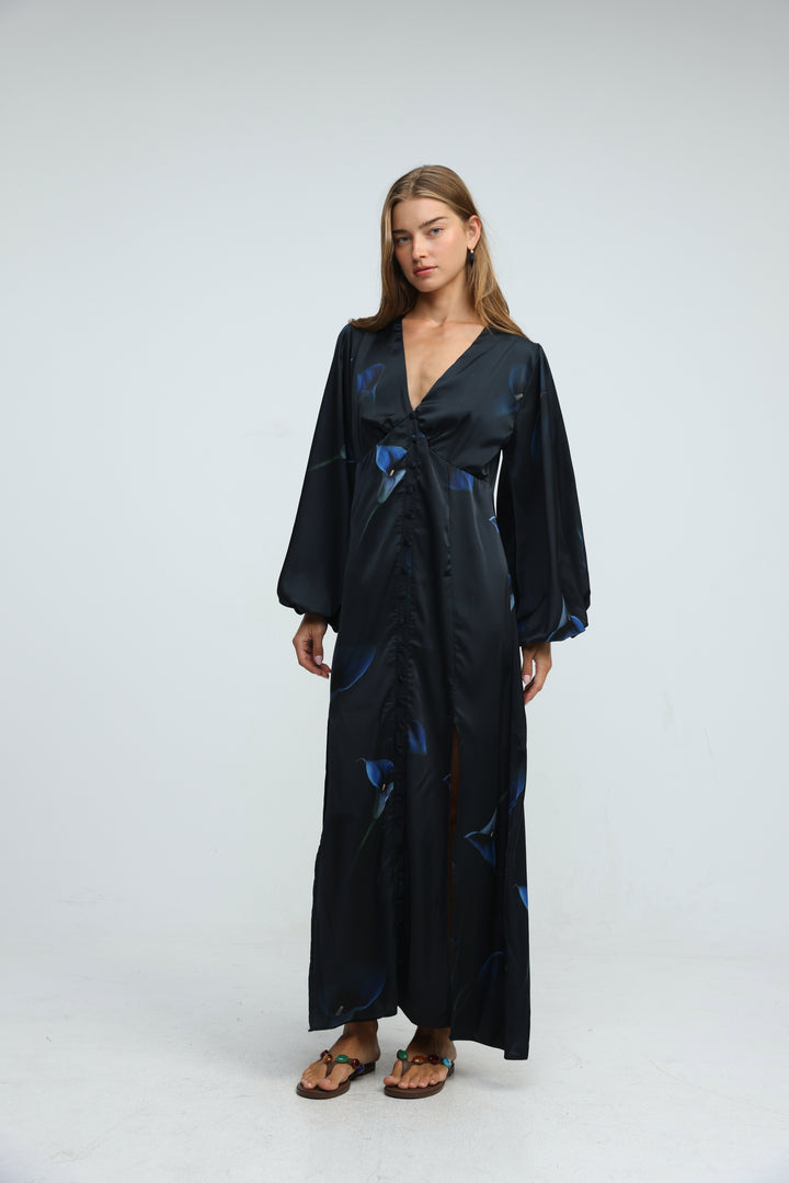 Le Soir Blue Floral Dress