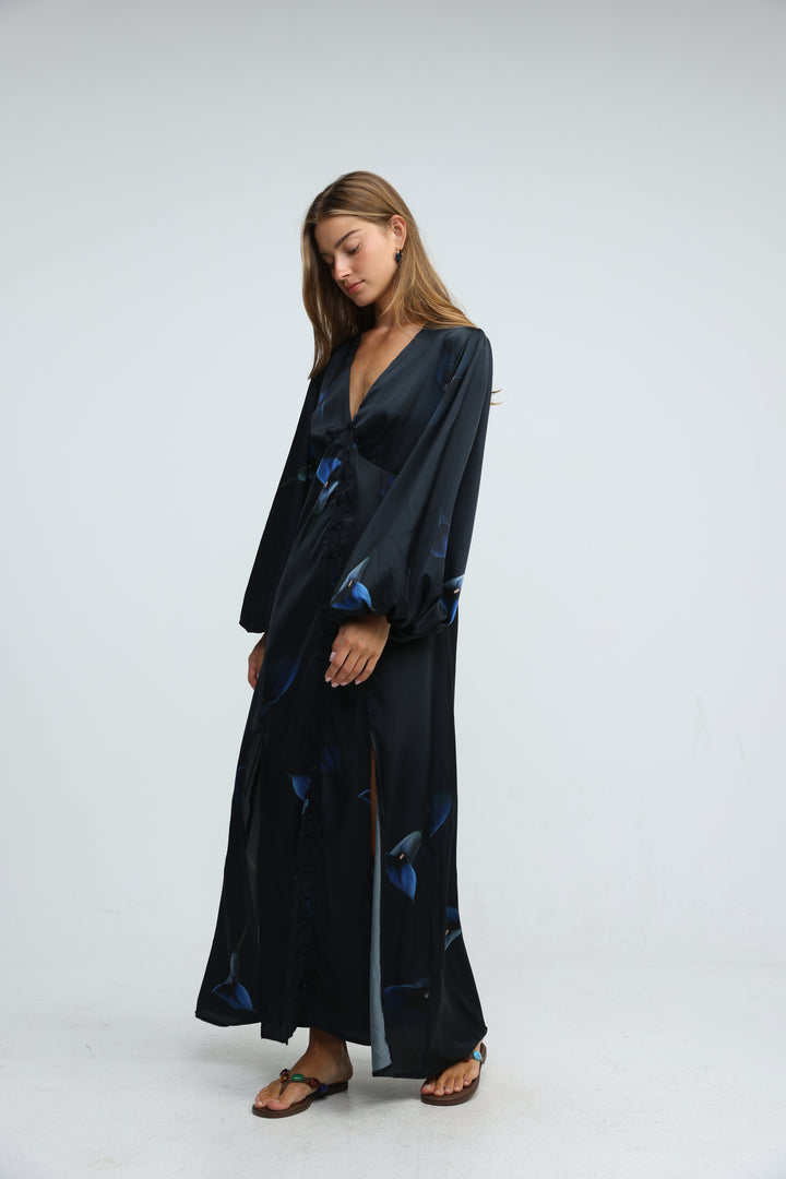 Le Soir Blue Floral Dress