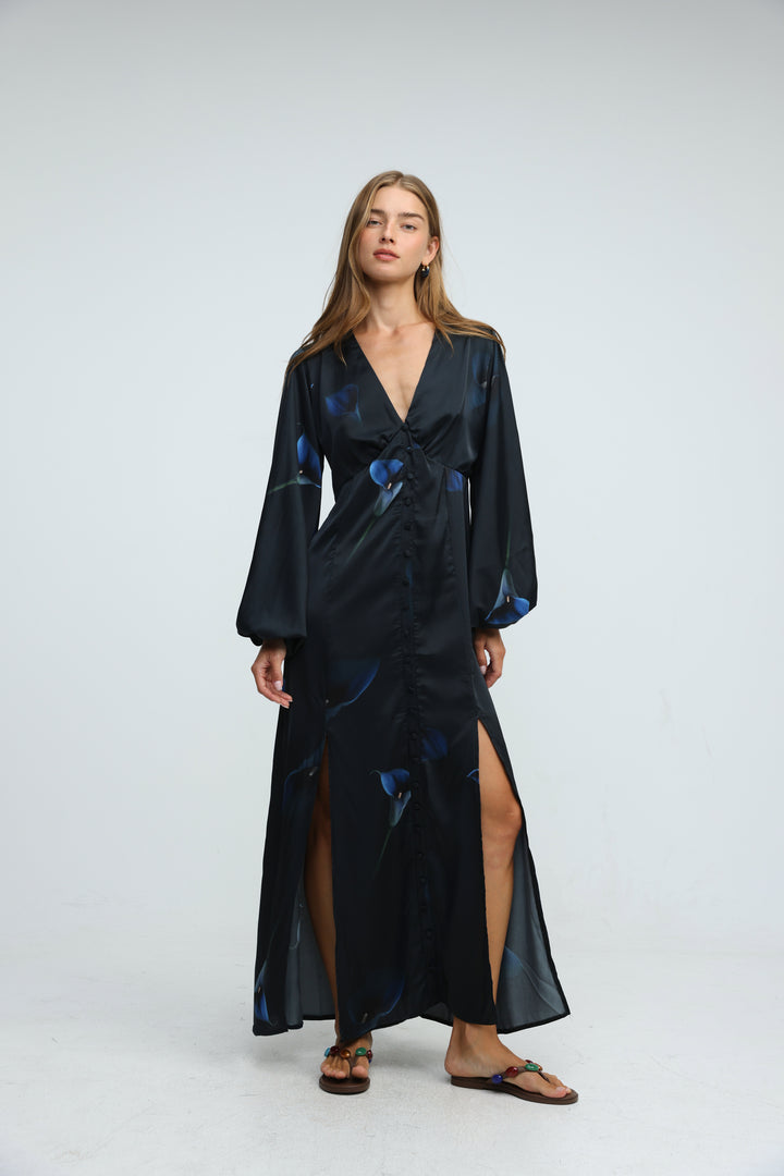 Le Soir Blue Floral Dress