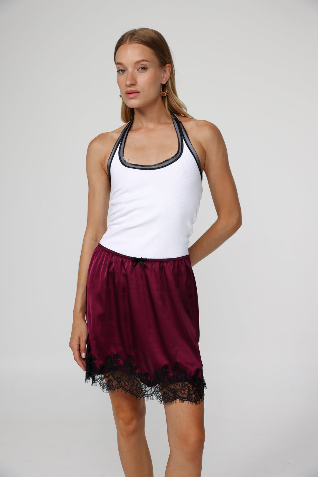 Peacock Wine Mini Skirt
