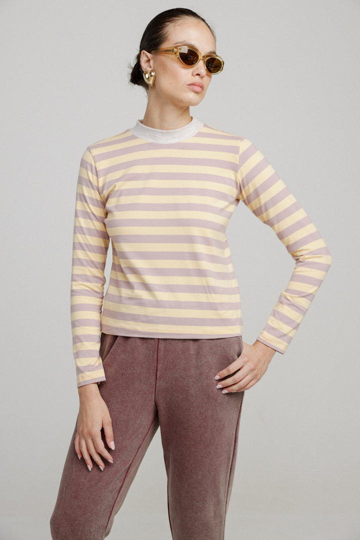 Rebasically Lilac&Yellow Stripes Shirt