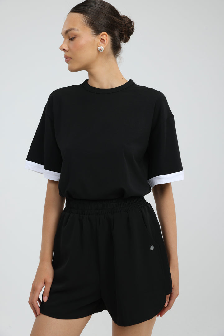 Rock Contrast Black T-Shirt