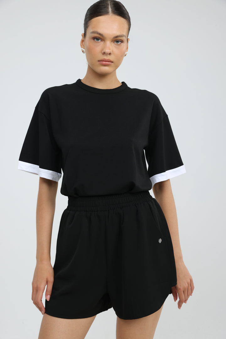 Rock Contrast Black T-Shirt
