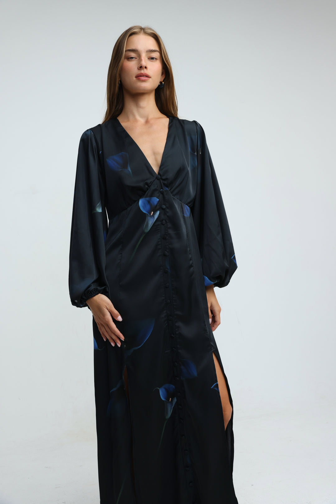Le Soir Blue Floral Dress