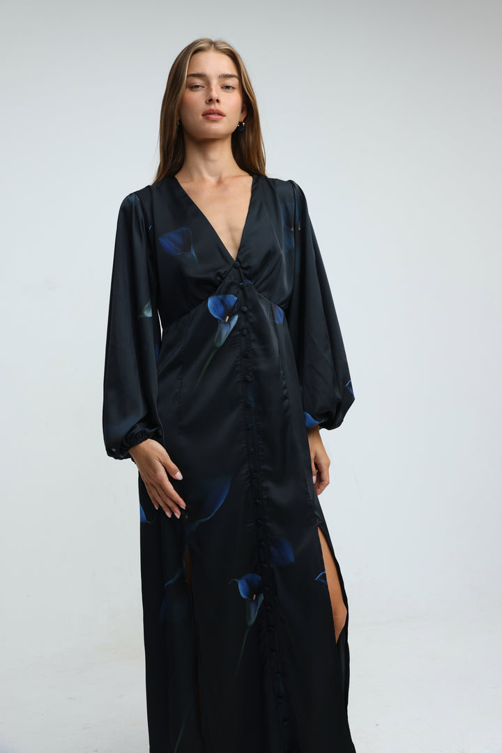 Le Soir Blue Floral Dress