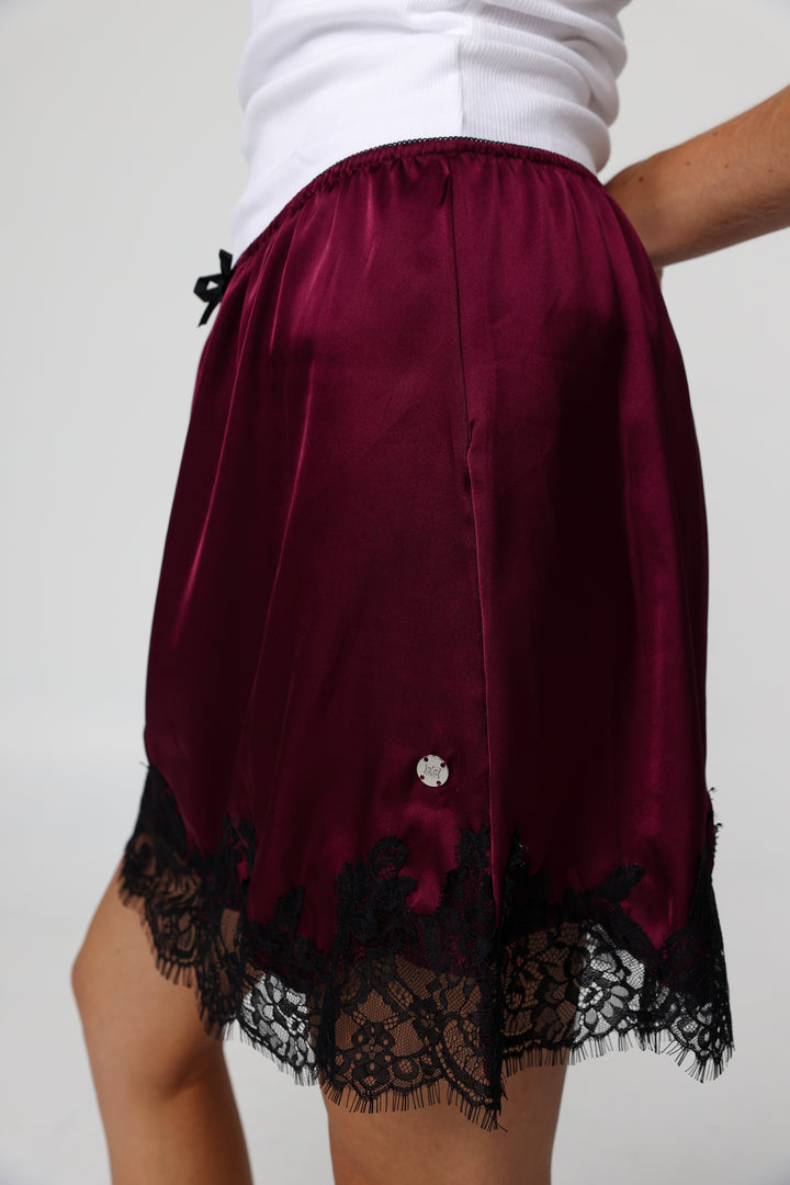 Peacock Wine Mini Skirt