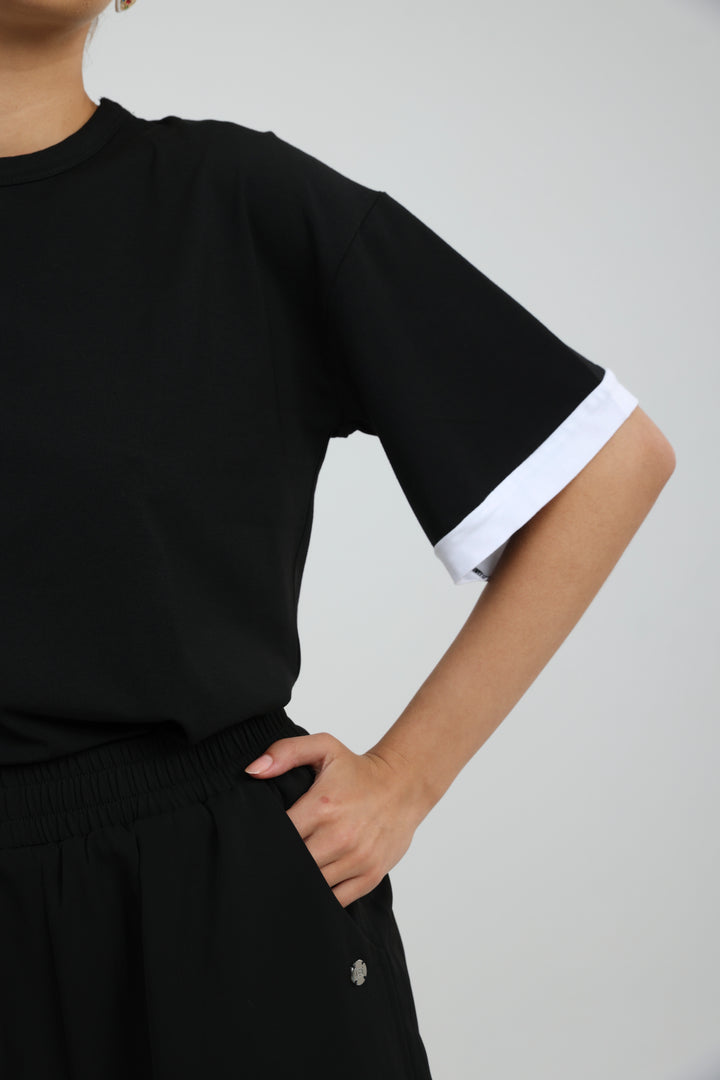 Rock Contrast Black T-Shirt