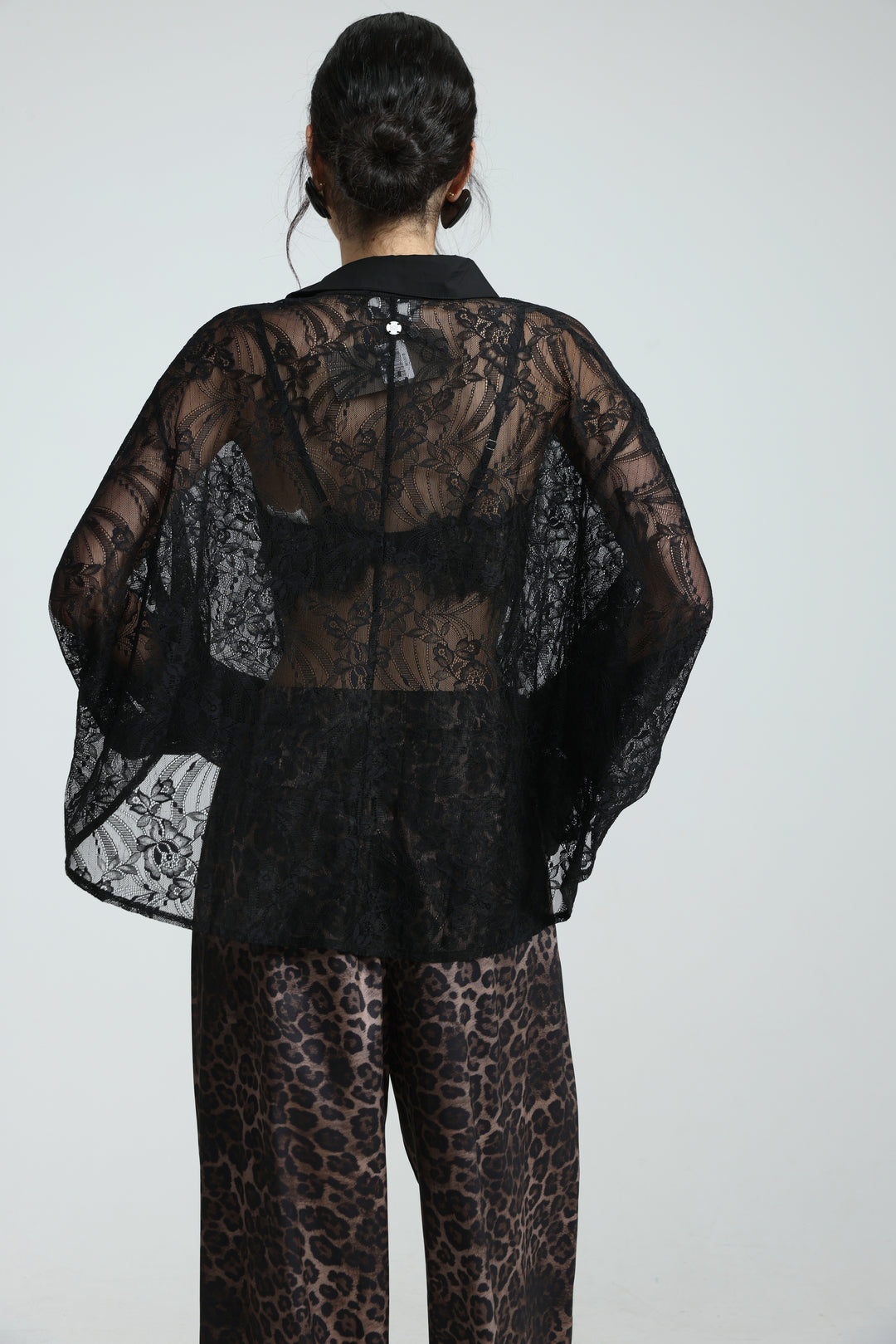 Oversized Black Lace Buttoned Shirt