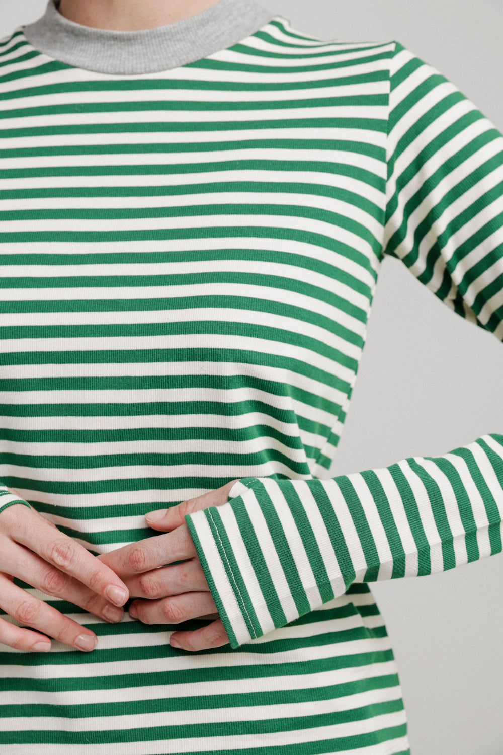 Rebasically Green&White Stripes Shirt