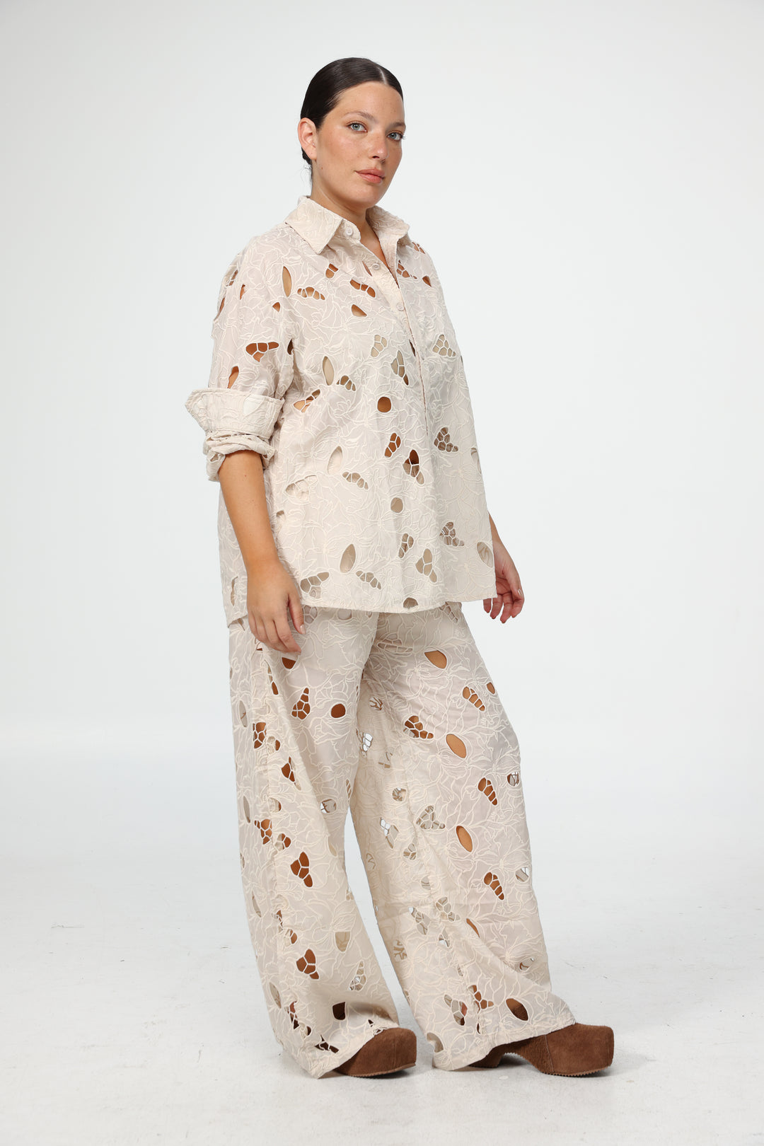 Floral Cutwork Cream Bottoms