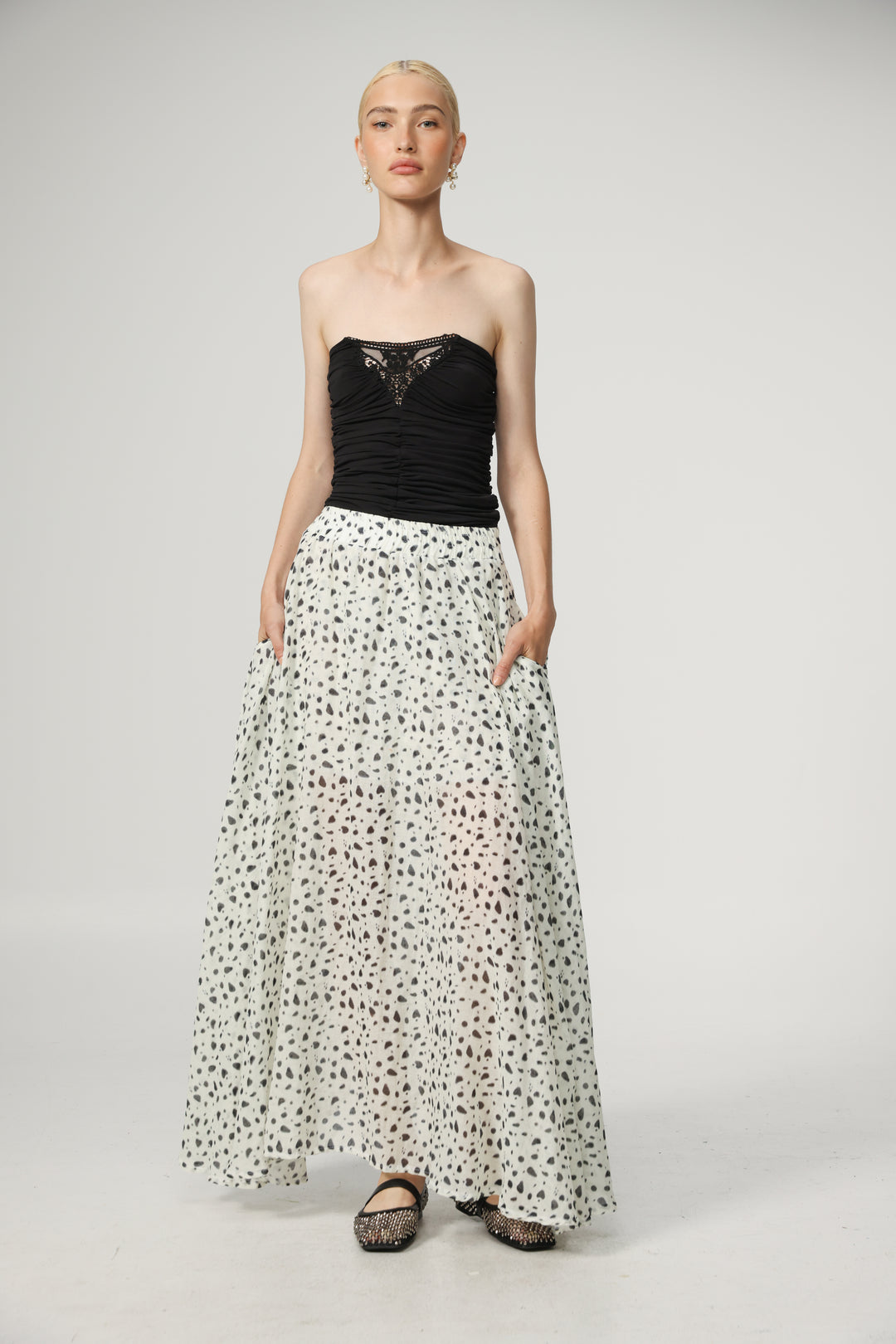 White Dots Maxi Skirt